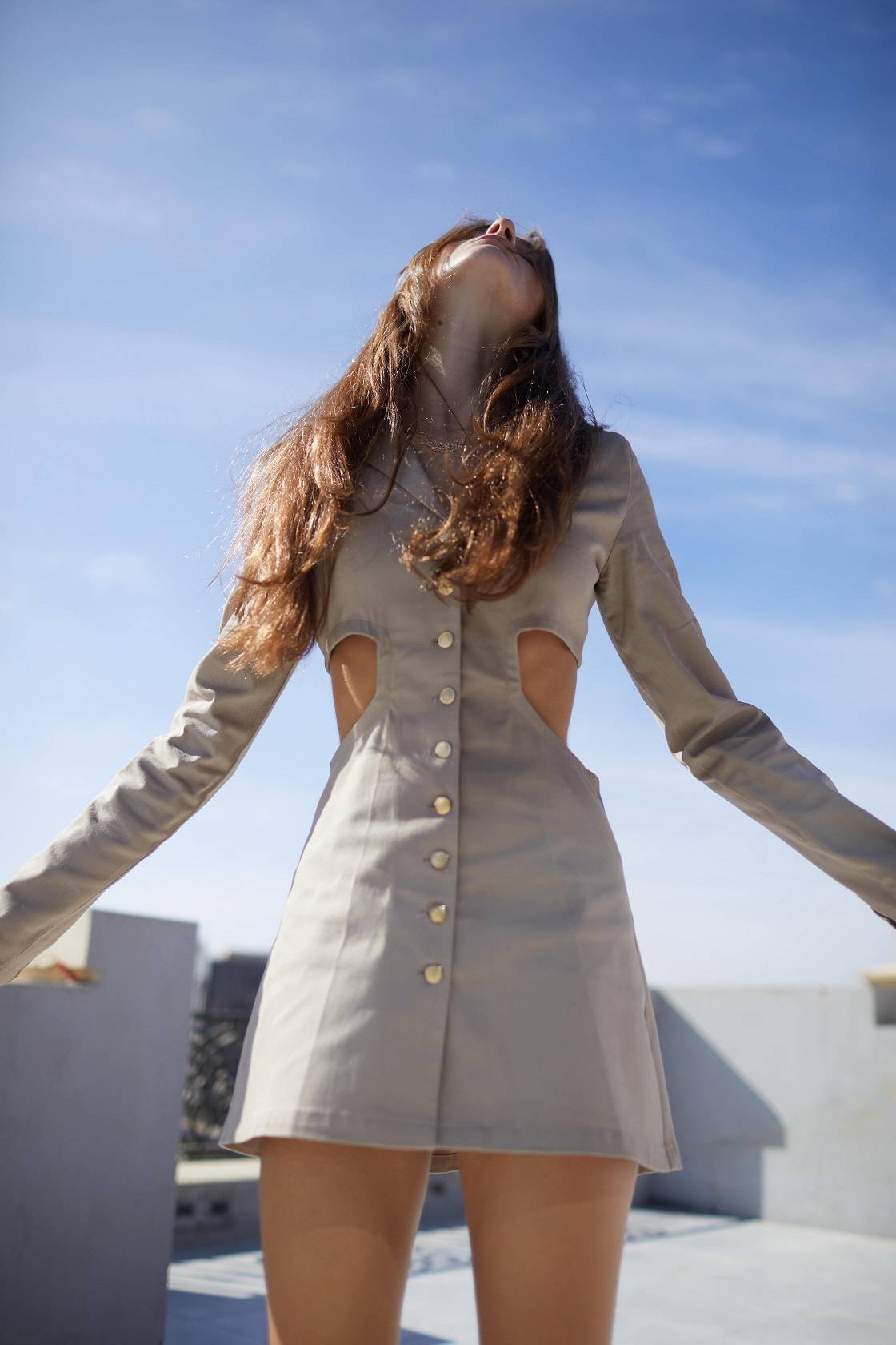 Huda Cutout Dress in Beige