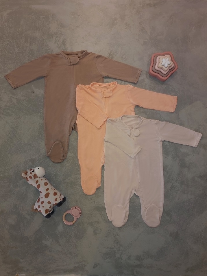 3-Pack Zip-Up Sleepsuits (Pinkish)