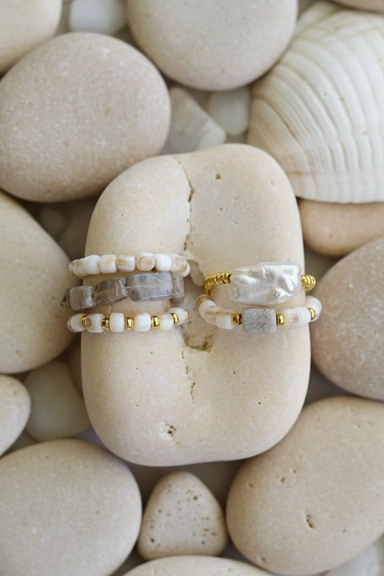 Moonstone Ring Set – 5 Pieces