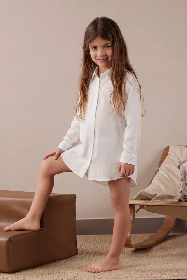 Ayla Shirt Dress – White